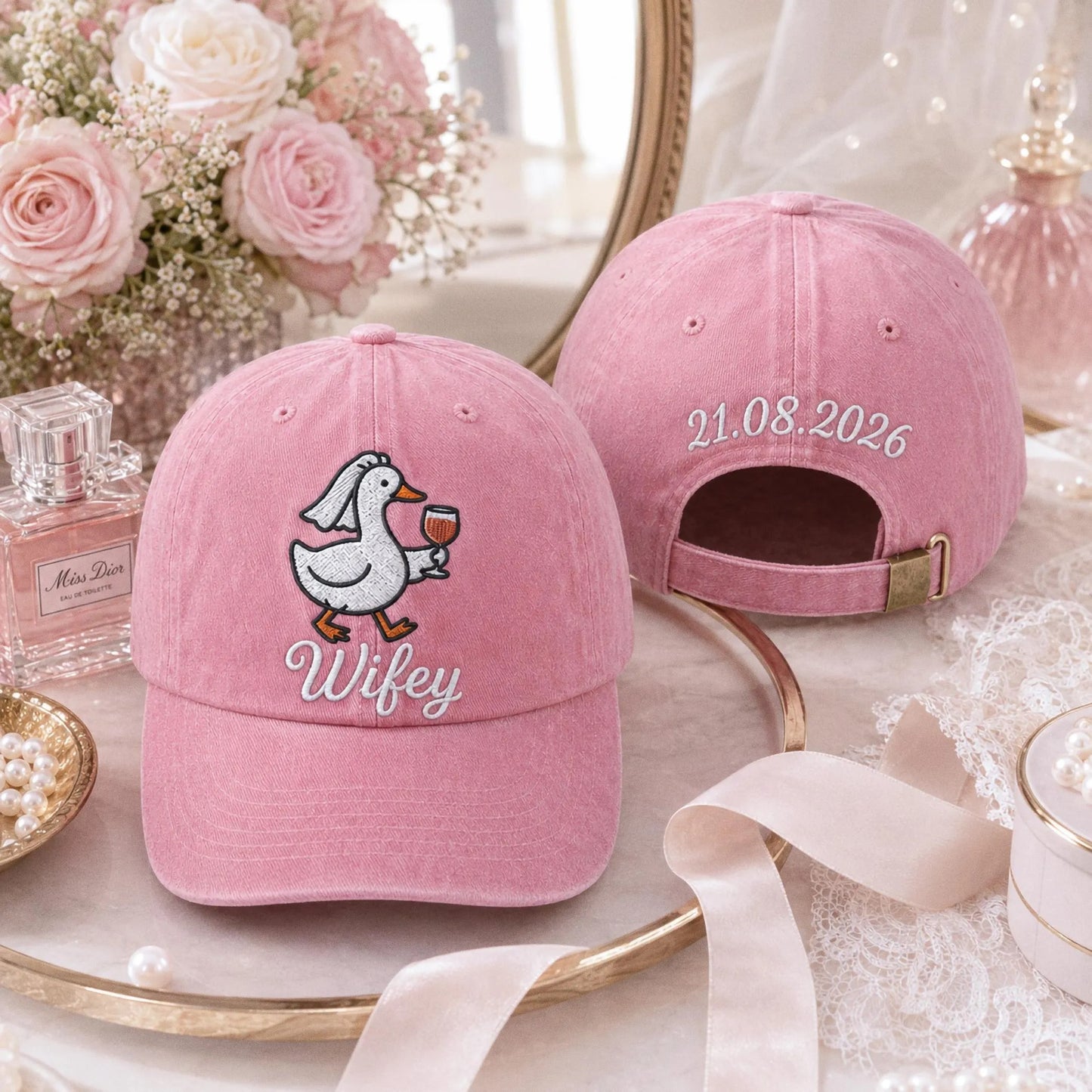 Personalized Bride Embroidered Hat, Silly Goose Bridal Hat, Custom Bachelorette Party Cap, Wedding Gift for Bride