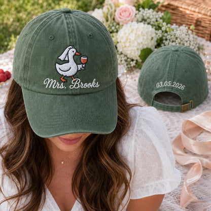 Personalized Bride Embroidered Hat, Silly Goose Bridal Hat, Custom Bachelorette Party Cap, Wedding Gift for Bride