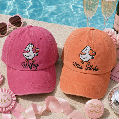 Personalized Bride Embroidered Hat, Silly Goose Bridal Hat, Custom Bachelorette Party Cap, Wedding Gift for Bride