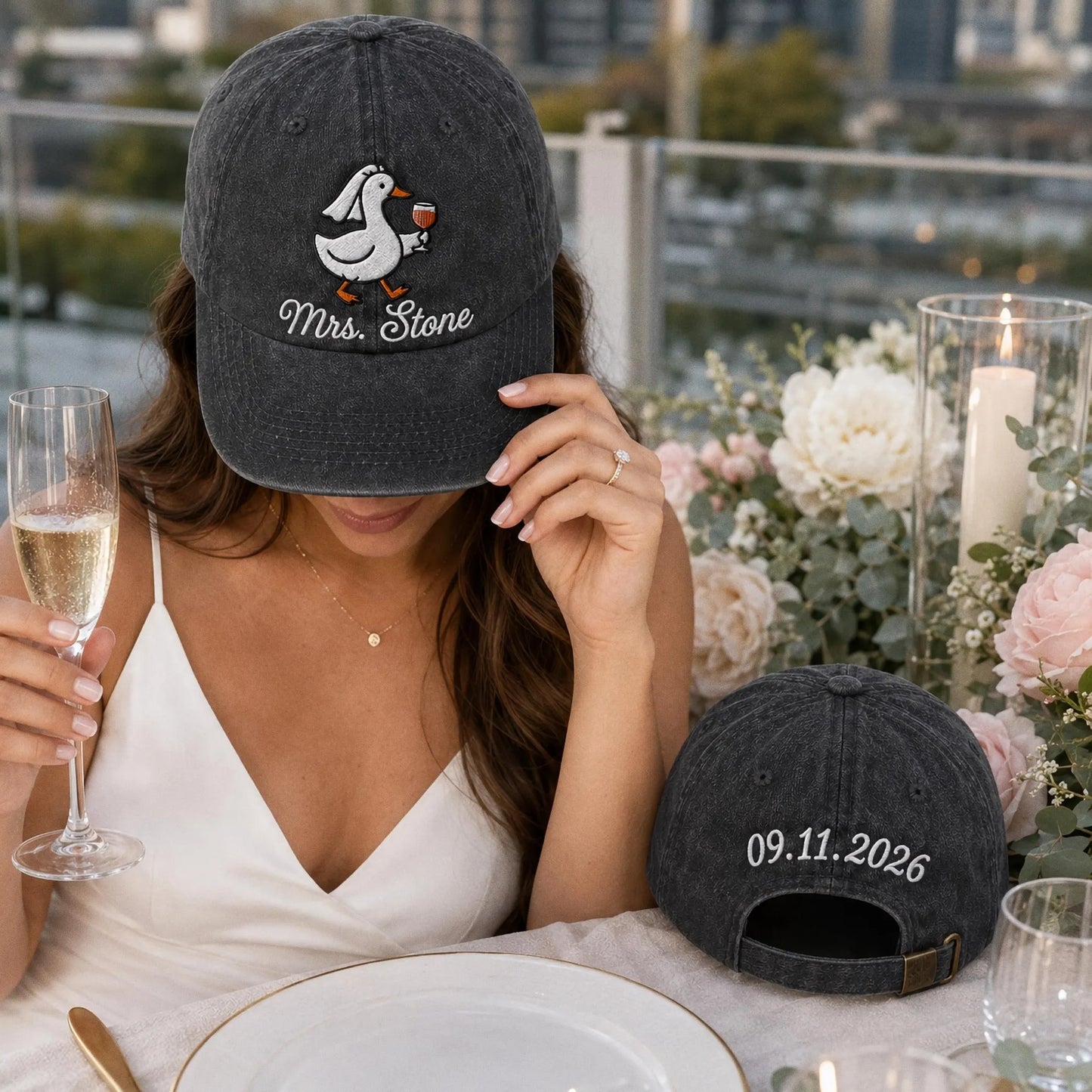 Personalized Bride Embroidered Hat, Silly Goose Bridal Hat, Custom Bachelorette Party Cap, Wedding Gift for Bride