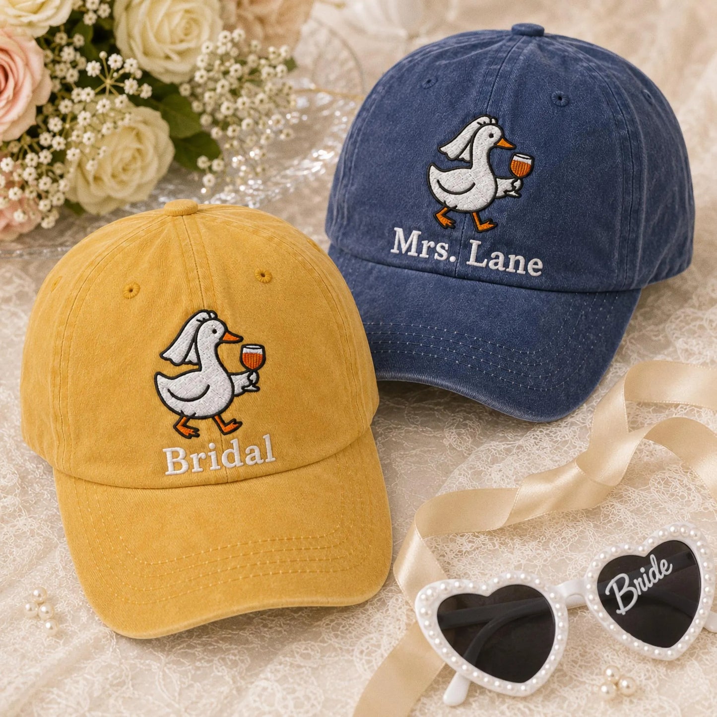 Personalized Bride Embroidered Hat, Silly Goose Bridal Hat, Custom Bachelorette Party Cap, Wedding Gift for Bride