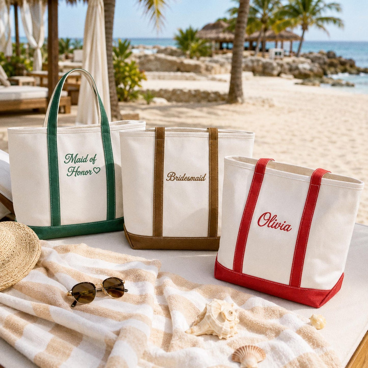 Personalized Bridesmaid Embroidered Tote Bag, Custom Embroidered Canvas Tote, Bridal Party Gift, Bachelorette Weekend Bag, Bride Gift