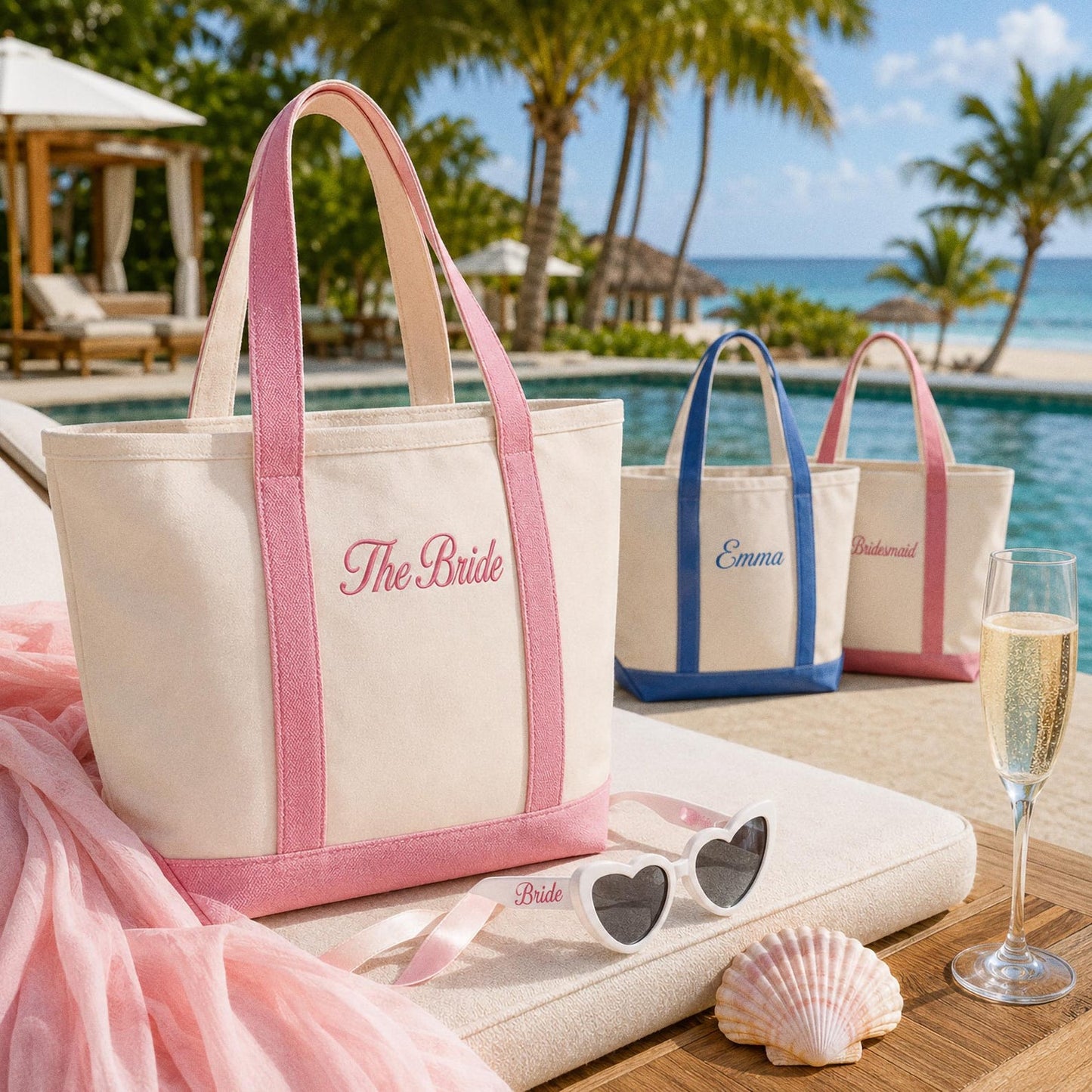 Personalized Bridesmaid Embroidered Tote Bag, Custom Embroidered Canvas Tote, Bridal Party Gift, Bachelorette Weekend Bag, Bride Gift