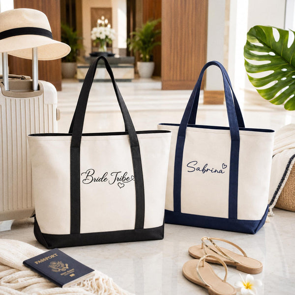 Personalized Bridesmaid Embroidered Tote Bag, Custom Embroidered Canvas Tote, Bridal Party Gift, Bachelorette Weekend Bag, Bride Gift