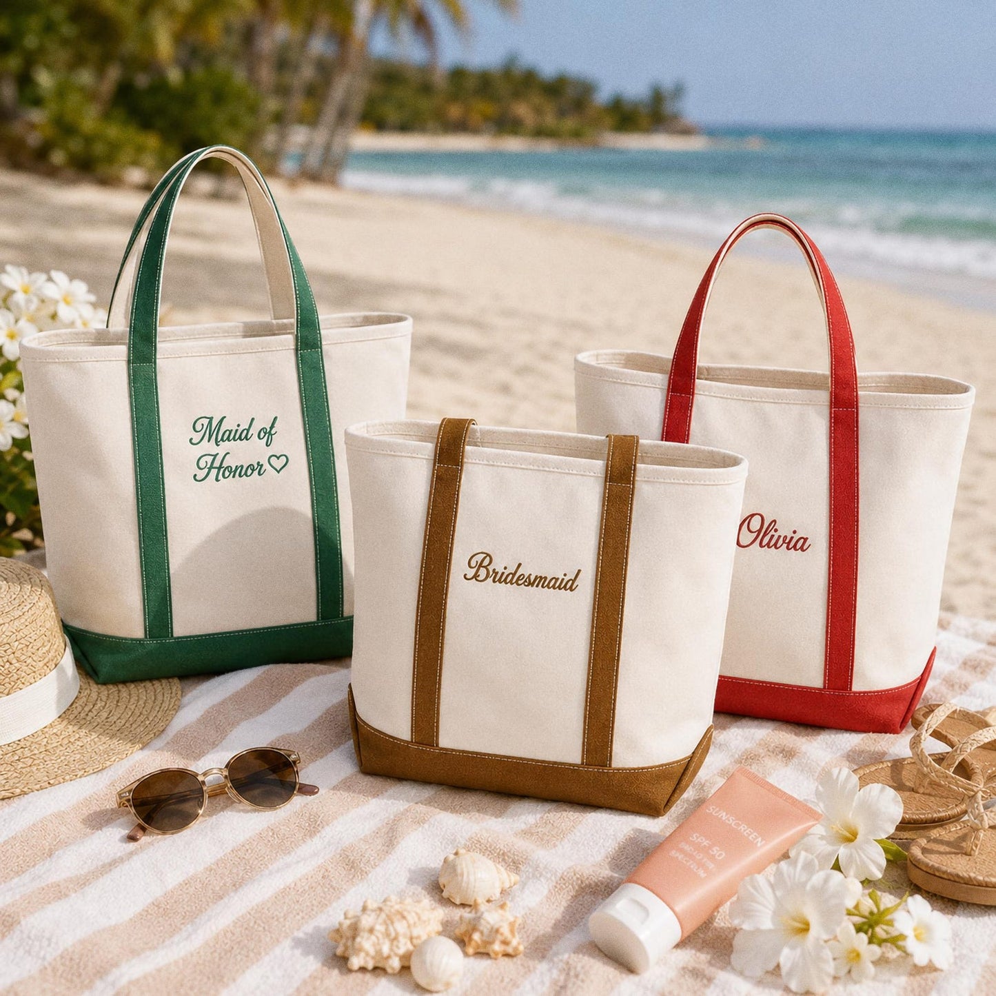 Personalized Bridesmaid Embroidered Tote Bag, Custom Embroidered Canvas Tote, Bridal Party Gift, Bachelorette Weekend Bag, Bride Gift