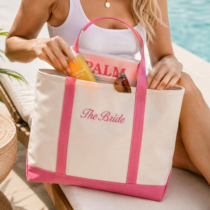 Personalized Bridesmaid Embroidered Tote Bag, Custom Embroidered Canvas Tote, Bridal Party Gift, Bachelorette Weekend Bag, Bride Gift