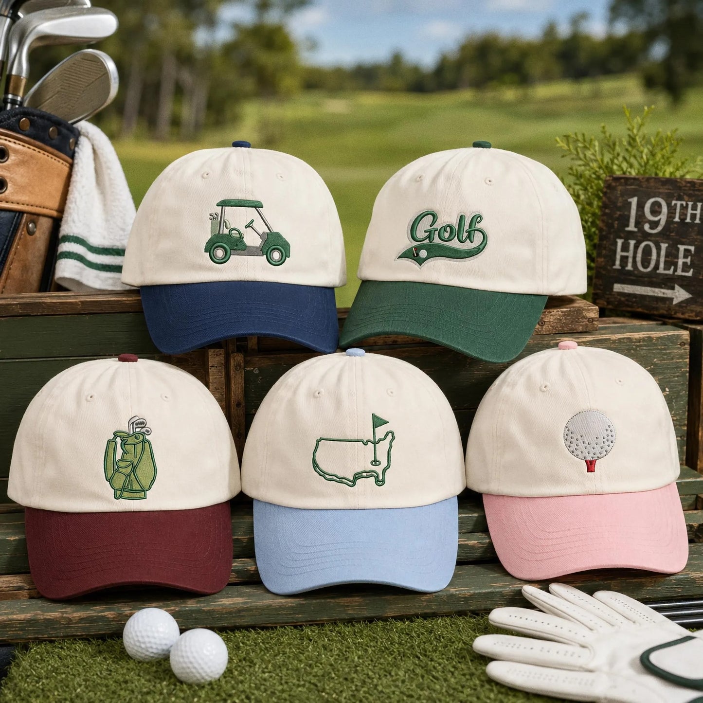 Personalized Golf Embroidered Hat, Custom Name Golf Cap, Golf Icon Hat, Golfer Gift for Men, Custom Golf Dad Hat