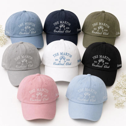 Personalized Happy Camper Bride Hat, Embroidered Camp Bachelorette Party Cap, Custom Bridal Party Gift, Camping Bach Weekend Wedding Favor