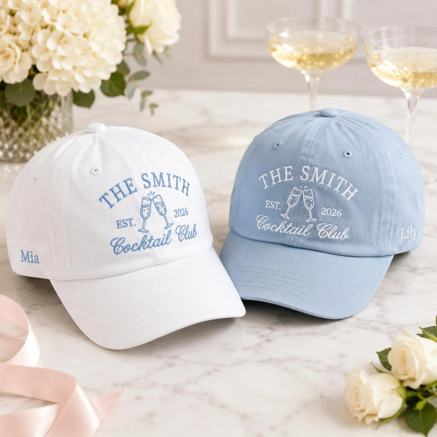 Personalized Happy Camper Bride Hat, Embroidered Camp Bachelorette Party Cap, Custom Bridal Party Gift, Camping Bach Weekend Wedding Favor