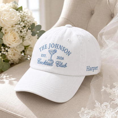 Personalized Happy Camper Bride Hat, Embroidered Camp Bachelorette Party Cap, Custom Bridal Party Gift, Camping Bach Weekend Wedding Favor