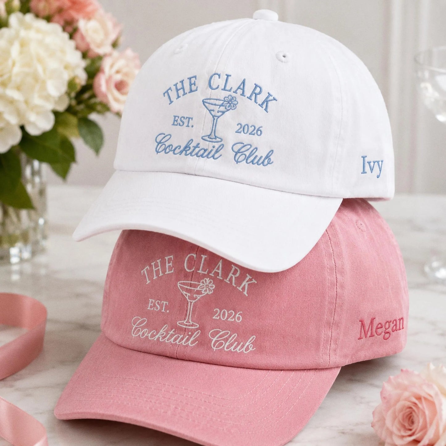 Personalized Happy Camper Bride Hat, Embroidered Camp Bachelorette Party Cap, Custom Bridal Party Gift, Camping Bach Weekend Wedding Favor