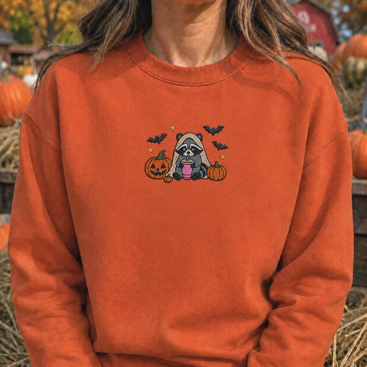 Raccoon Halloween Shirt, Embroidered Spooky Raccoon Sweatshirt, Cute Fall Animal Hoodie, Ghost Raccoon Gift, Halloween Party Outfit