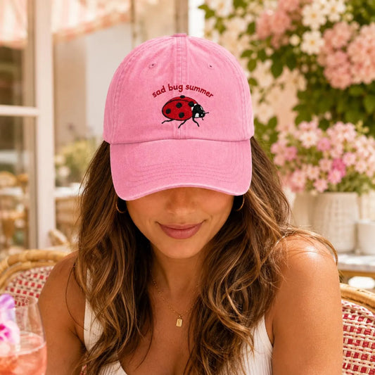 Sad Bug Summer Embroidered Dad Cap, Cottagecore Insect Baseball Hat, Funny Nature Lover Gift, Botanical Aesthetic Cap, Unisex Bug Gift