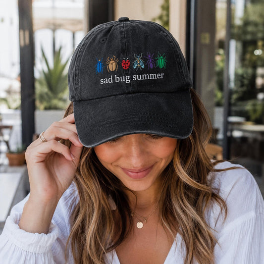 Sad Bug Summer Embroidered Dad Cap, Cottagecore Insect Baseball Hat, Funny Nature Lover Gift, Botanical Aesthetic Cap, Unisex Bug Gift (Copy)