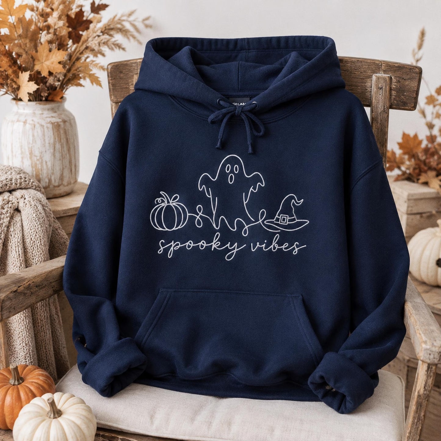 Spooky Season Embroidered Sweatshirt, Coquette Halloween Crewneck, Cute Ghost Cat Shirt, Cozy Fall Lover Gift, Witchy Aesthetic Hoodie (Copy)