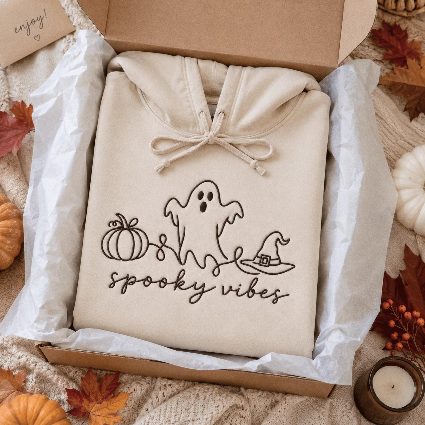 Spooky Season Embroidered Sweatshirt, Coquette Halloween Crewneck, Cute Ghost Cat Shirt, Cozy Fall Lover Gift, Witchy Aesthetic Hoodie (Copy)