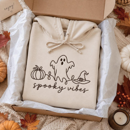 Spooky Season Embroidered Sweatshirt, Coquette Halloween Crewneck, Cute Ghost Cat Shirt, Cozy Fall Lover Gift, Witchy Aesthetic Hoodie (Copy)