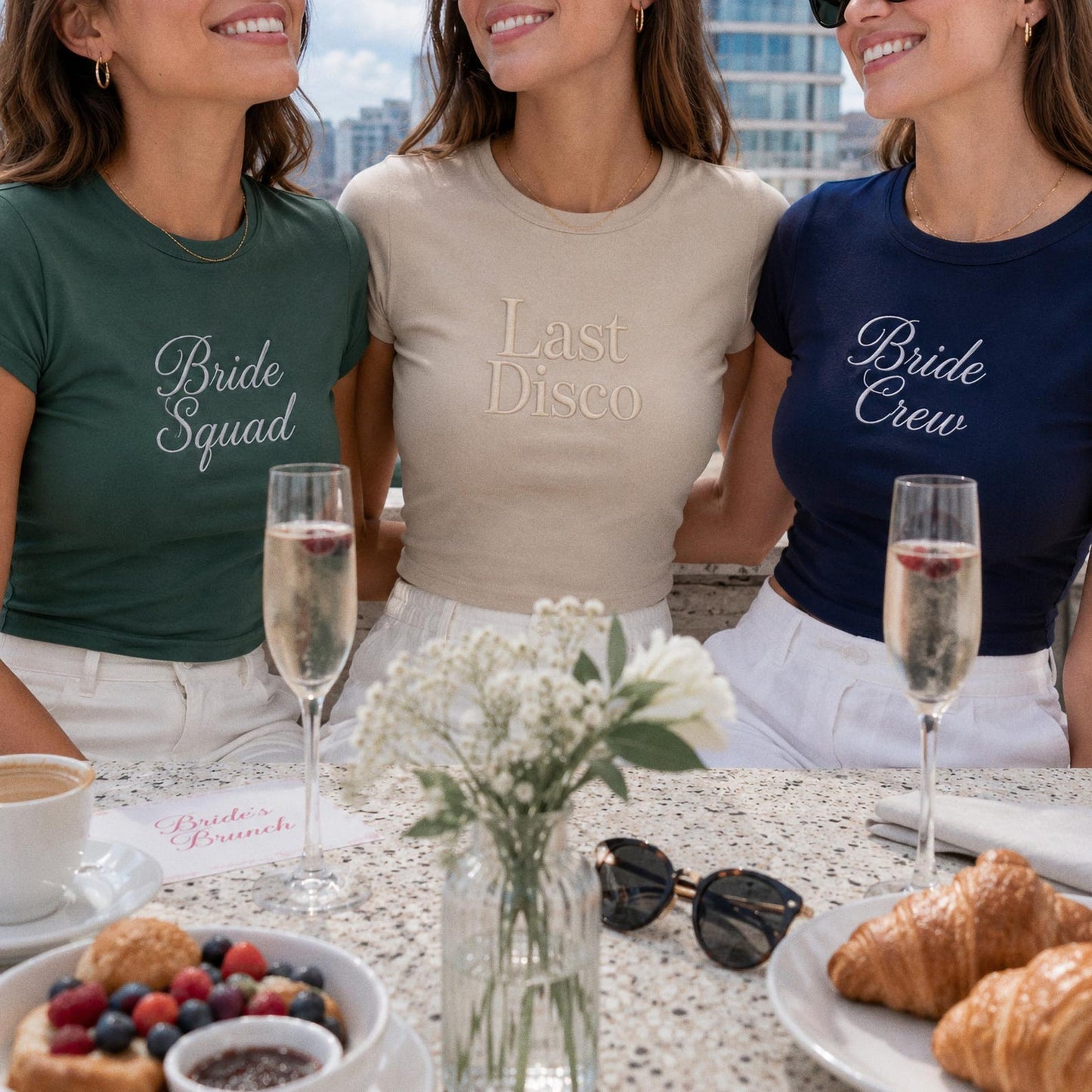 Personalized Bride Baby Tee, Custom Text Y2K Crop Top, Bachelorette Party Shirt, Gift for Her, Minimalist Embroidery Tee