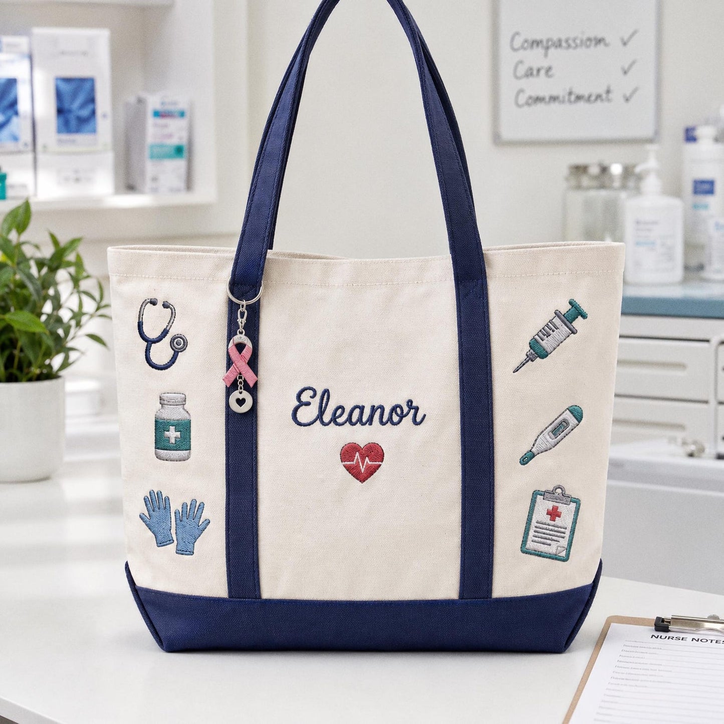 Personalized Nurse Tote Bag, Embroidered Work Bag for Nurses, RN Graduation Gift, Medical Student Bag, New Nurse Gift, Hospital Bag