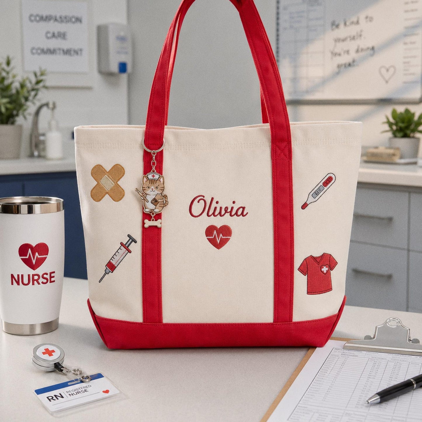 Personalized Nurse Tote Bag, Embroidered Work Bag for Nurses, RN Graduation Gift, Medical Student Bag, New Nurse Gift, Hospital Bag
