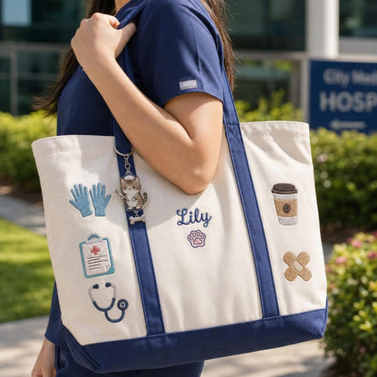 Personalized Nurse Tote Bag, Embroidered Work Bag for Nurses, RN Graduation Gift, Medical Student Bag, New Nurse Gift, Hospital Bag