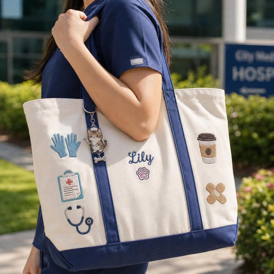 Personalized Nurse Tote Bag, Embroidered Work Bag for Nurses, RN Graduation Gift, Medical Student Bag, New Nurse Gift, Hospital Bag
