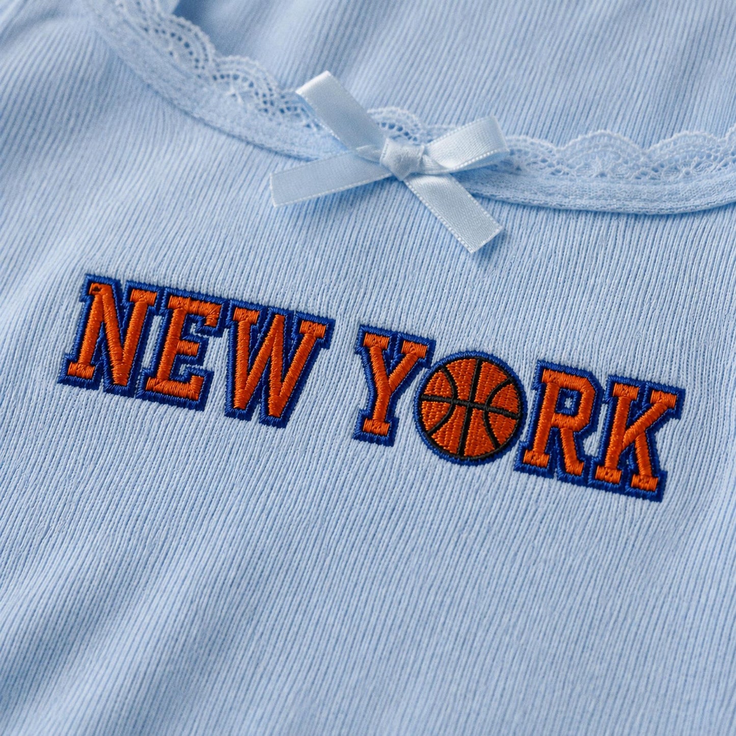 New York Embroidered Tank Top, NYC Basketball Baby Tee, Y2K Sporty Aesthetic Shirt, Game Day Apparel, Gift for Her, Summer Crop Top