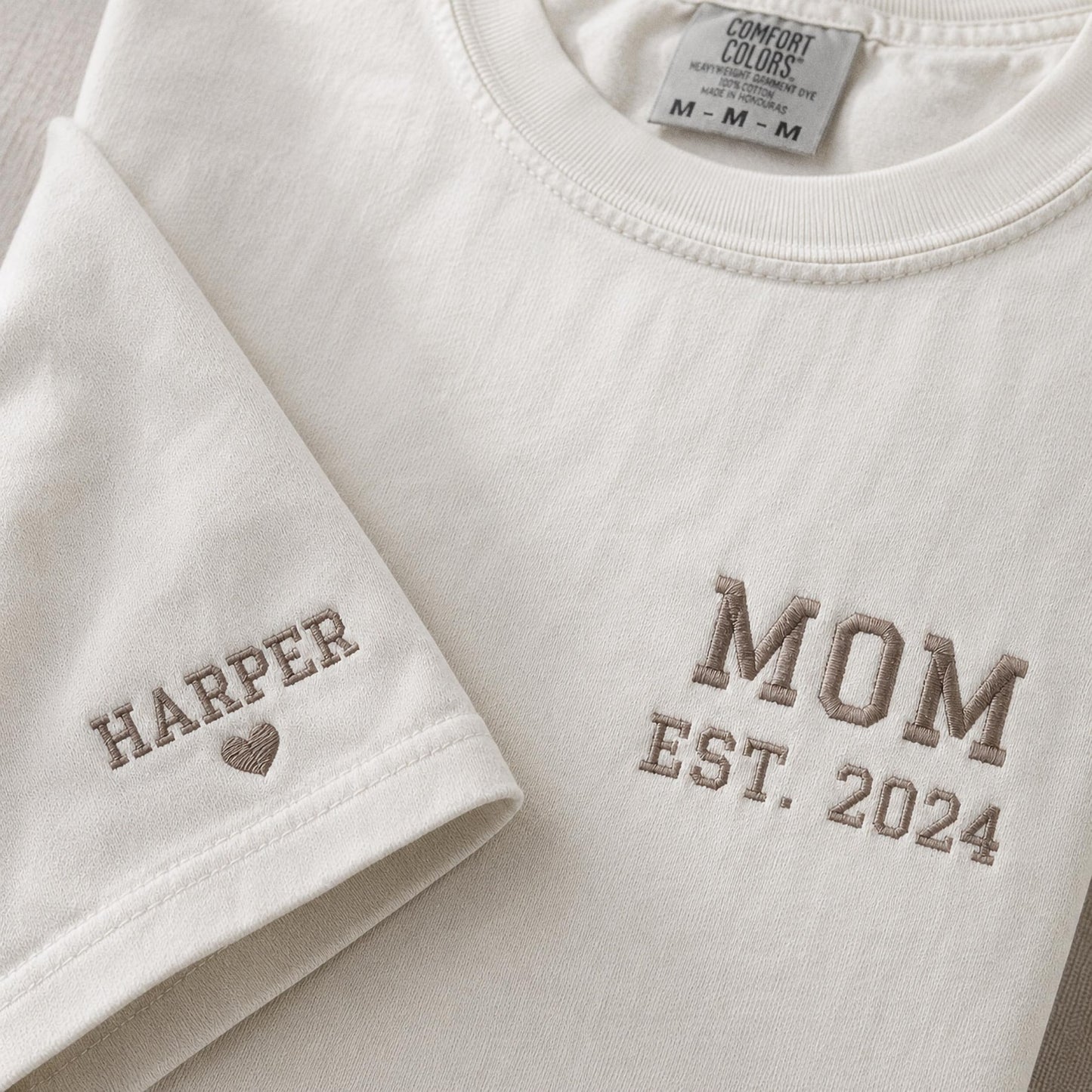 Custom Embroidered Mom and Dad Shirt, Personalized Kids Names Sleeve, Comfort Colors Tee, New Mom Dad Gift, First Father's Day, Family Gift