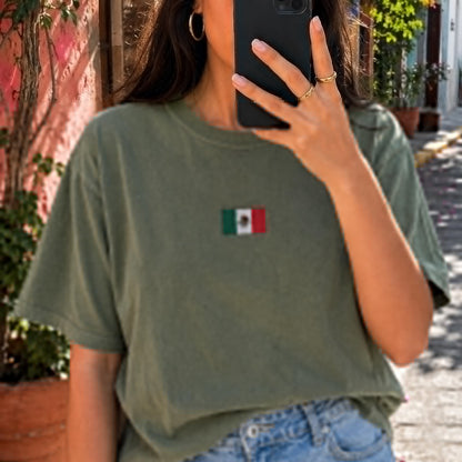 Custom Embroidered Flag Baby Tee, Personalized Country Flag Crop Top, Y2K Patriotic Shirt, Summer Vacation Gift for Her, Comfort Colors Tee