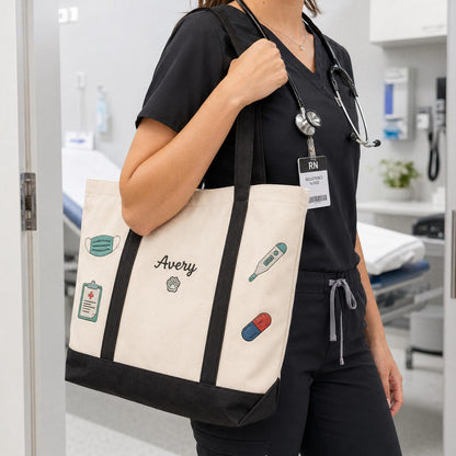 Personalized Nurse Tote Bag, Embroidered Work Bag for Nurses, RN Graduation Gift, Medical Student Bag, New Nurse Gift, Hospital Bag
