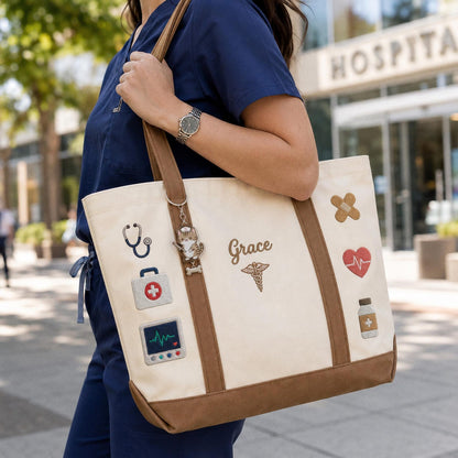 Personalized Nurse Tote Bag, Embroidered Work Bag for Nurses, RN Graduation Gift, Medical Student Bag, New Nurse Gift, Hospital Bag