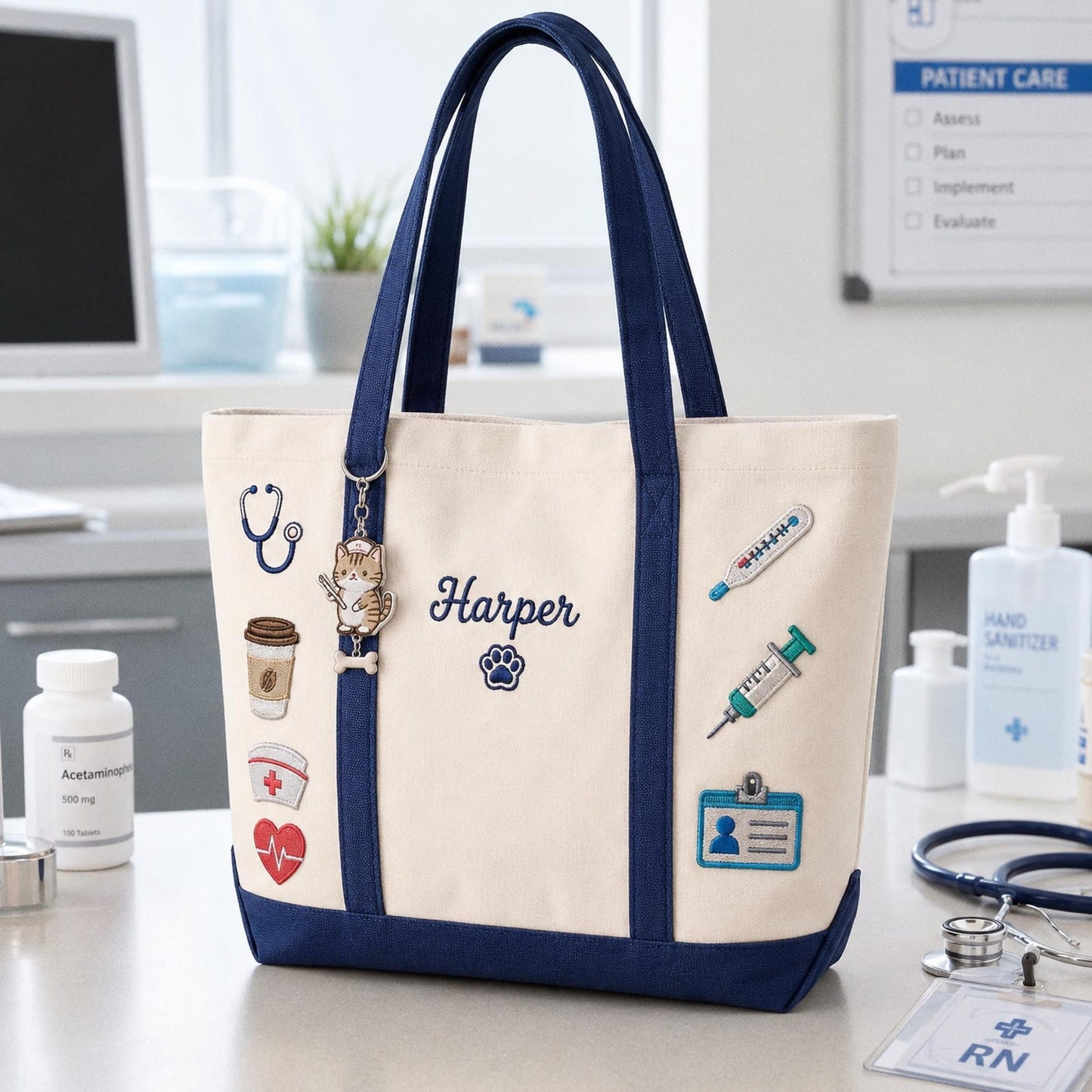 Personalized Nurse Tote Bag, Embroidered Work Bag for Nurses, RN Graduation Gift, Medical Student Bag, New Nurse Gift, Hospital Bag