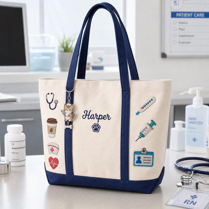 Personalized Nurse Tote Bag, Embroidered Work Bag for Nurses, RN Graduation Gift, Medical Student Bag, New Nurse Gift, Hospital Bag