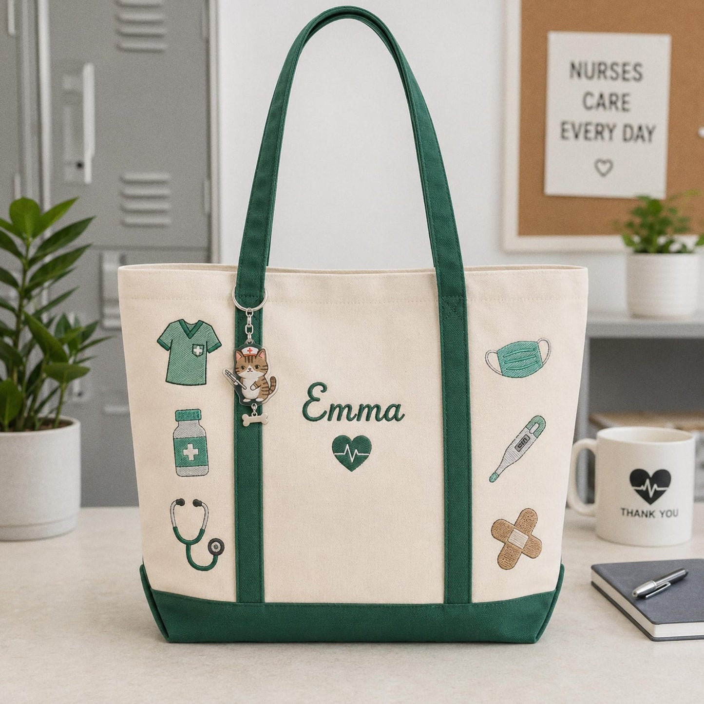 Personalized Nurse Tote Bag, Embroidered Work Bag for Nurses, RN Graduation Gift, Medical Student Bag, New Nurse Gift, Hospital Bag