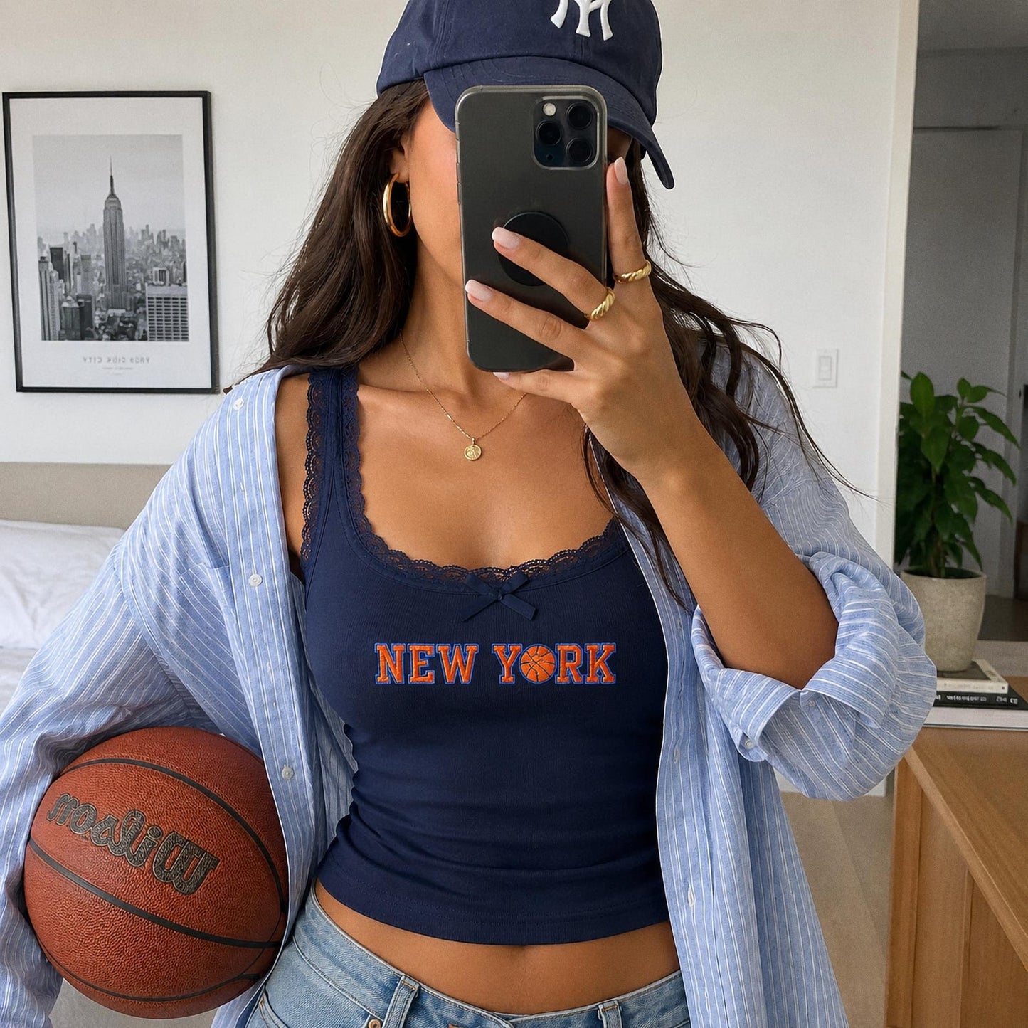 New York Embroidered Tank Top, NYC Basketball Baby Tee, Y2K Sporty Aesthetic Shirt, Game Day Apparel, Gift for Her, Summer Crop Top
