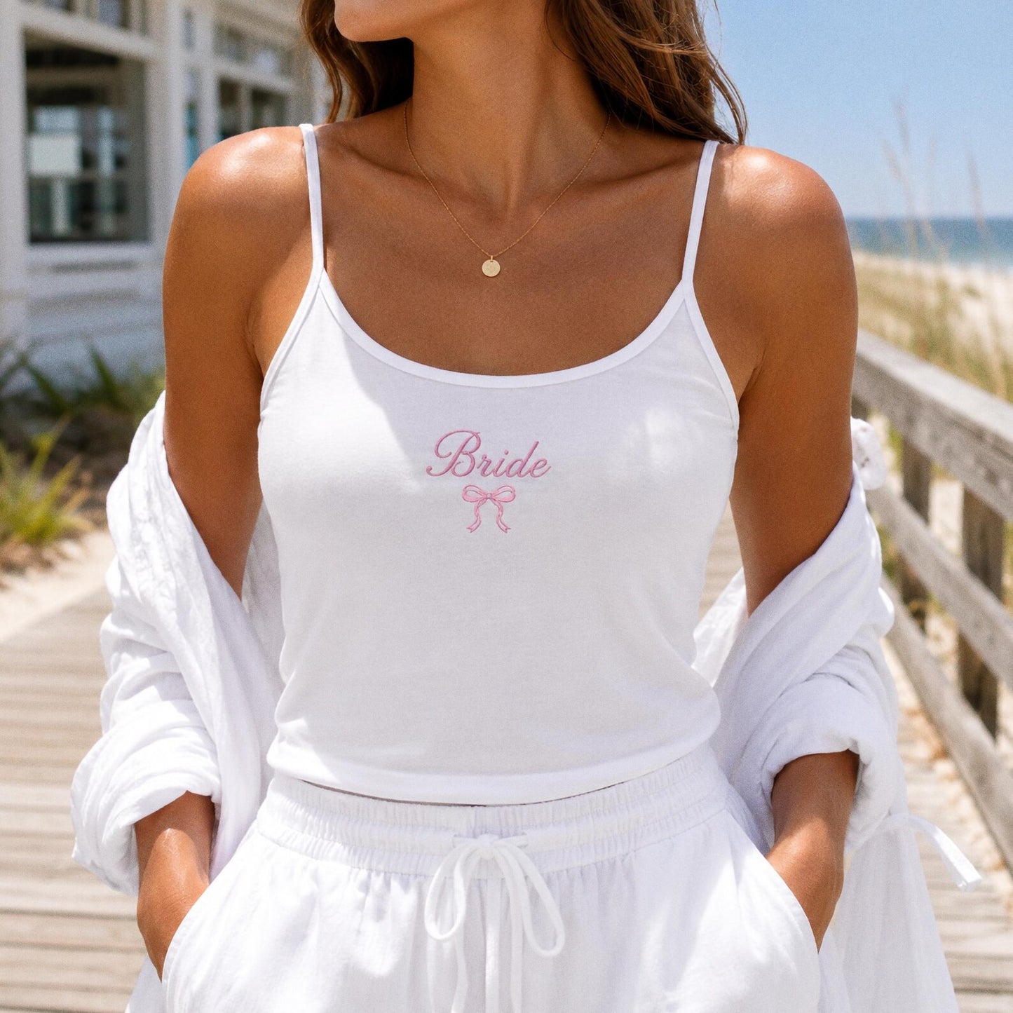 Custom Embroidered Tank Top, Personalized Ribbed Bride Shirt, Bachelorette Party Outfit, Bridal Shower Gift, Wedding Weekend, Bridesmaid Top