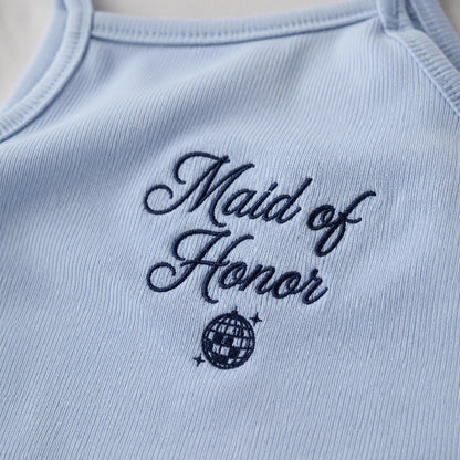 Custom Embroidered Tank Top, Personalized Ribbed Bride Shirt, Bachelorette Party Outfit, Bridal Shower Gift, Wedding Weekend, Bridesmaid Top