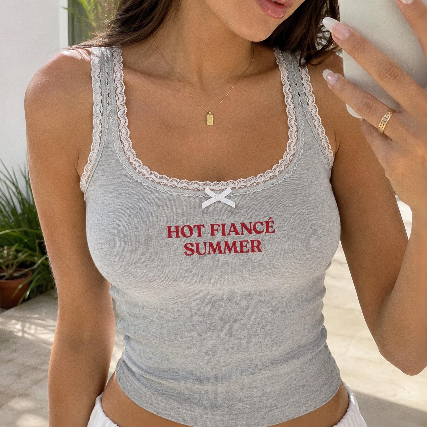 Bride To Be Embroidered Tank Top, Hot Fiancé Summer Lace Tank, Personalized Engagement Gift, Bridal Shower Outfit, Honeymoon Tank Top