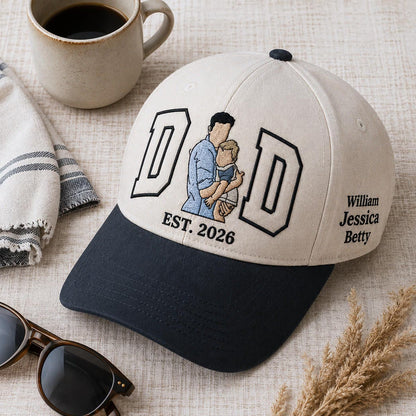 Custom Portrait Embroidered Dad Hat, Personalized Photo Baseball Cap, Fathers Day Gift For Him, Dad Est Embroidery Hat, Best Dad Ever Photo
